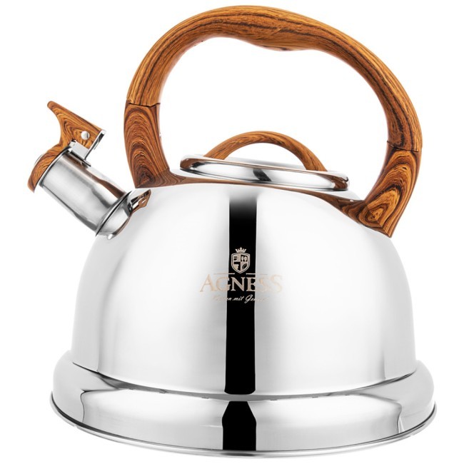Чайник agness со свистком,  3,0 л и складывающейся ручкой Agness (937-032) Чайник agness со свистком,  3,0 л и складывающейся ручкой Agness (937-032)