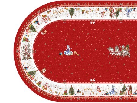 Скатерть овальная "с новым годом" 140х300см ,красный, 100% хлопок,твил пропитка Lefard (850-763-42) Скатерть овальная "с новым годом" 140х300см ,красный, 100% хлопок,твил пропитка Lefard (850-763-42)