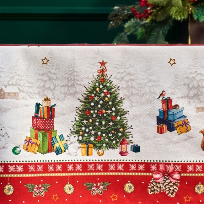 Скатерть овальная "с новым годом" 140х300см ,красный, 100% хлопок,твил пропитка Lefard (850-763-42) Скатерть овальная "с новым годом" 140х300см ,красный, 100% хлопок,твил пропитка Lefard (850-763-42)