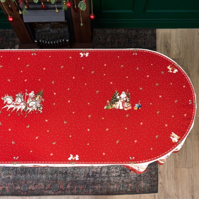 Скатерть овальная "с новым годом" 140х300см ,красный, 100% хлопок,твил пропитка Lefard (850-763-42) Скатерть овальная "с новым годом" 140х300см ,красный, 100% хлопок,твил пропитка Lefard (850-763-42)