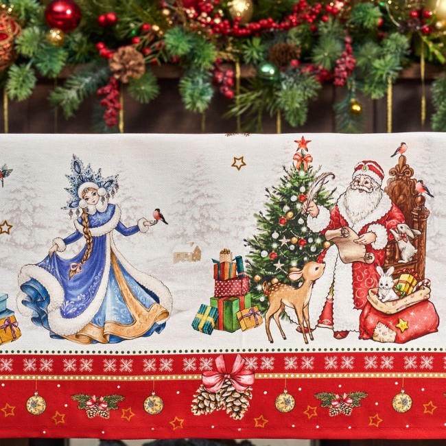 Скатерть овальная "с новым годом" 140х300см ,красный, 100% хлопок,твил пропитка Lefard (850-763-42) Скатерть овальная "с новым годом" 140х300см ,красный, 100% хлопок,твил пропитка Lefard (850-763-42)