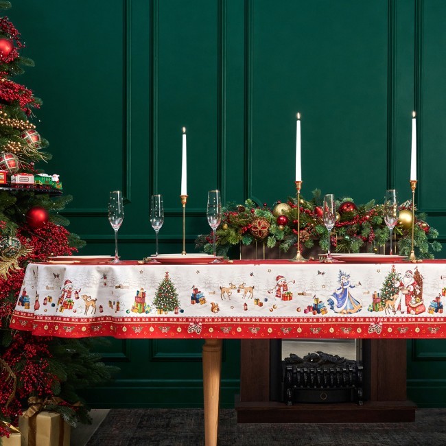 Скатерть овальная "с новым годом" 140х300см ,красный, 100% хлопок,твил пропитка Lefard (850-763-42) Скатерть овальная "с новым годом" 140х300см ,красный, 100% хлопок,твил пропитка Lefard (850-763-42)