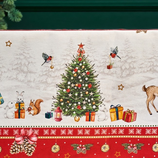 Скатерть овальная "с новым годом" 140х300см ,красный, 100% хлопок,твил пропитка Lefard (850-763-42) Скатерть овальная "с новым годом" 140х300см ,красный, 100% хлопок,твил пропитка Lefard (850-763-42)