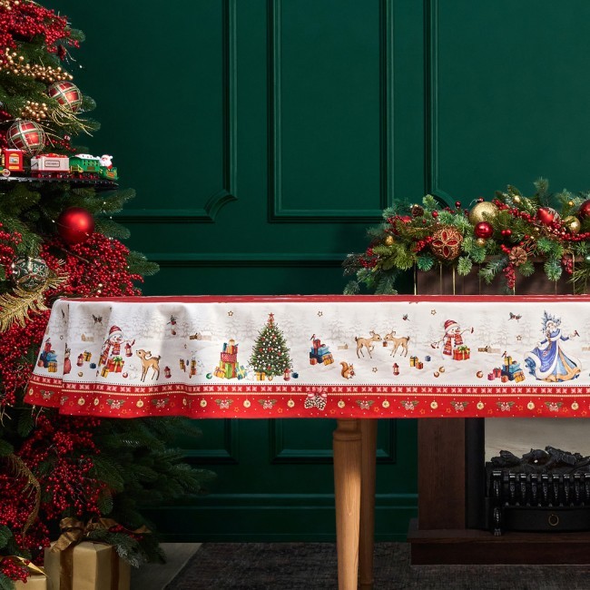 Скатерть овальная "с новым годом" 140х300см ,красный, 100% хлопок,твил пропитка Lefard (850-763-42) Скатерть овальная "с новым годом" 140х300см ,красный, 100% хлопок,твил пропитка Lefard (850-763-42)