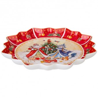 Блюдо lefard "дед мороз и снегурочка" 38 см красное Lefard (85-1735)