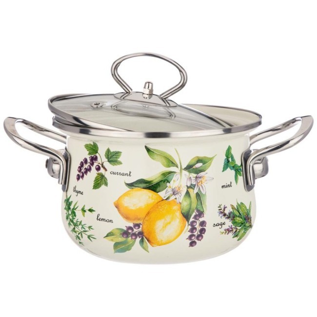 Кастрюля эмалированная agness со стеклянной крышкой, серия "секретные ингредиенты"1.5 л, 16*10 см Agness (915-125)