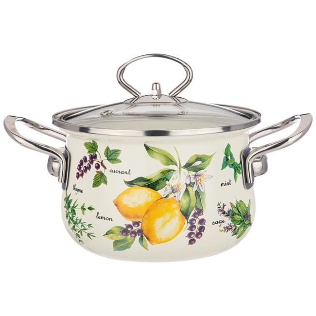 Кастрюля эмалированная agness со стеклянной крышкой, серия "секретные ингредиенты"1.5 л, 16*10 см Agness (915-125)