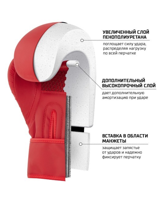 Перчатки боксерские INSANE ORO, ПУ, красный, 12 oz (2108353) Перчатки боксерские INSANE ORO, ПУ, красный, 12 oz (2108353)