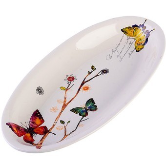 Блюдо сервировочное 28,2х14,5х3,5см Бабочки в саду доломит LR (60134) Блюдо сервировочное 28,2х14,5х3,5см Бабочки в саду доломит LR (60134)