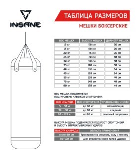 Мешок боксерский INSANE PB-01, 90 см, тент, 30 кг, черный (2043457)