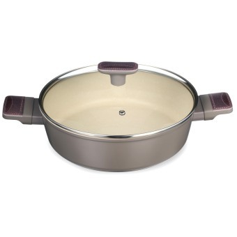 Сотейник со стекл. крышкой и антипригарным покрытием pfluon marble, 26*7,5 см Agness (902-105)