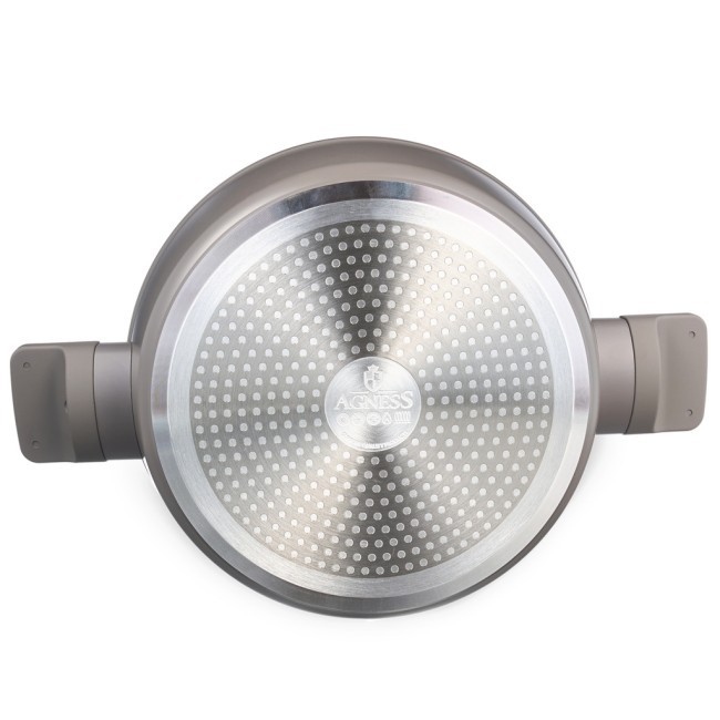 Сотейник со стекл. крышкой и антипригарным покрытием pfluon marble, 26*7,5 см Agness (902-105)