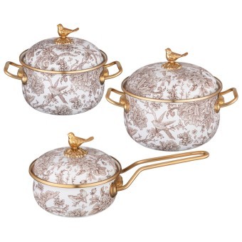 Набор посуды lefard серия royal garden 6пр: кастрюли 2,1л+2,8л (16+18см) и ковш 0,9л (14 см) Lefard (950-779)