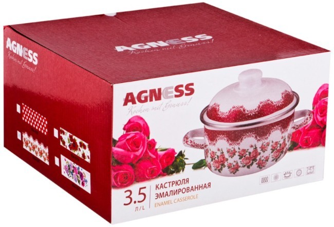 Кастрюля эмалированная 3,6 л 22*12 см Agness (934-518) Кастрюля эмалированная 3,6 л 22*12 см Agness (934-518)