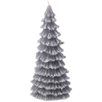 Свеча bronco фигурная "елка" серая с блеском 16*7,5 см Bronco (315-332)
