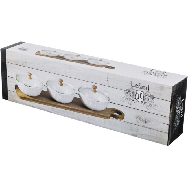 Набор из 3-х сахарниц 12*12*5 см на подставке 41*10*1 см Lefard (474-065)