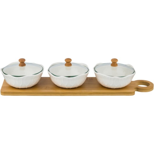 Набор из 3-х сахарниц 12*12*5 см на подставке 41*10*1 см Lefard (474-065)