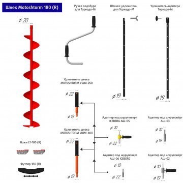 Шнек под мотобур Motoshtorm 180R правое вращение SMS-180R (67174)