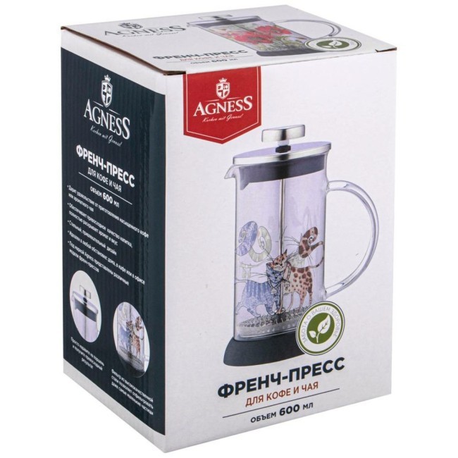 Френч-пресс agness "маки" 600 мл Agness (894-123) Френч-пресс agness "маки" 600 мл Agness (894-123)