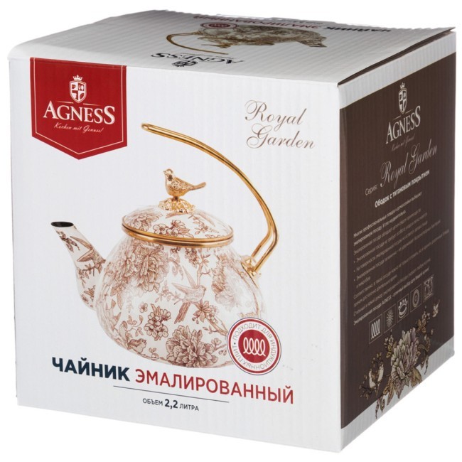 Чайник эмалированный agness, серия лимон 2,2л подходит для индукцион.плит Agness (950-555) Чайник эмалированный agness, серия лимон 2,2л подходит для индукцион.плит Agness (950-555)