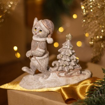 Статуэтка "котик с елочкой" 13х5,5х11,5 см Lefard (162-1286)
