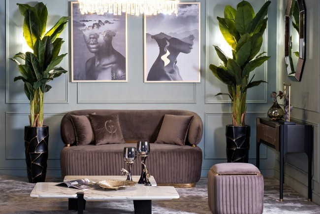 Кашпо d30*69см черное с золотом (TT-00008327)