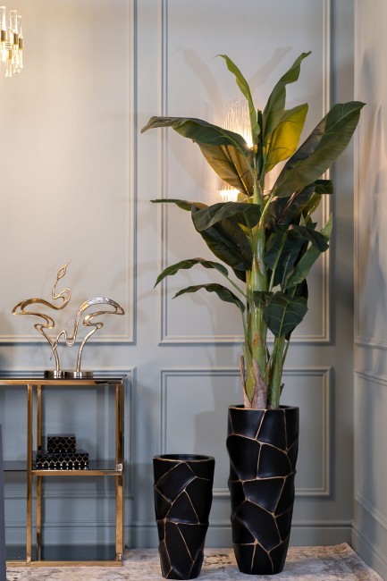 Кашпо d30*69см черное с золотом (TT-00008327)