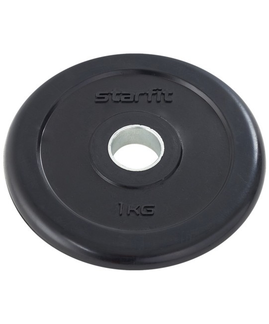 Диск обрезиненный STARFIT BB-202 d=26 мм, стальная втулка, черный, 1 кг (998363)