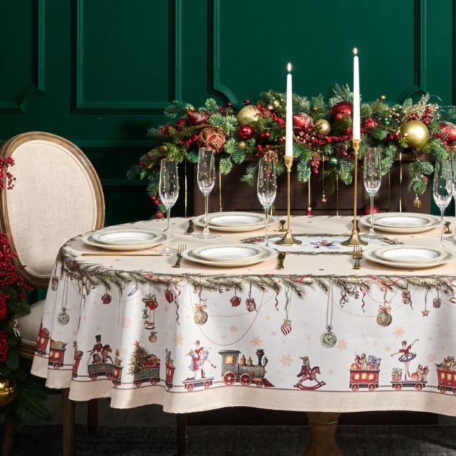 Скатерть  140х300 cm овальная, "щелкунчик" цвет: бежевый, tm lefard, полиэстер 100% Lefard (986-002-29)