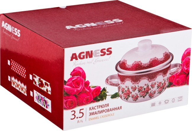 Кастрюля agness эмалированная 3,5л, 22х12 см Agness (934-519) Кастрюля agness эмалированная 3,5л, 22х12 см Agness (934-519)