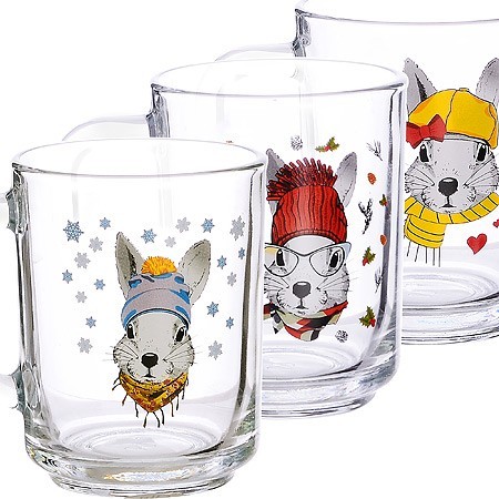 Кружка для чая 200мл "Зайцы стиляги"(х12) " (335-Д-3)