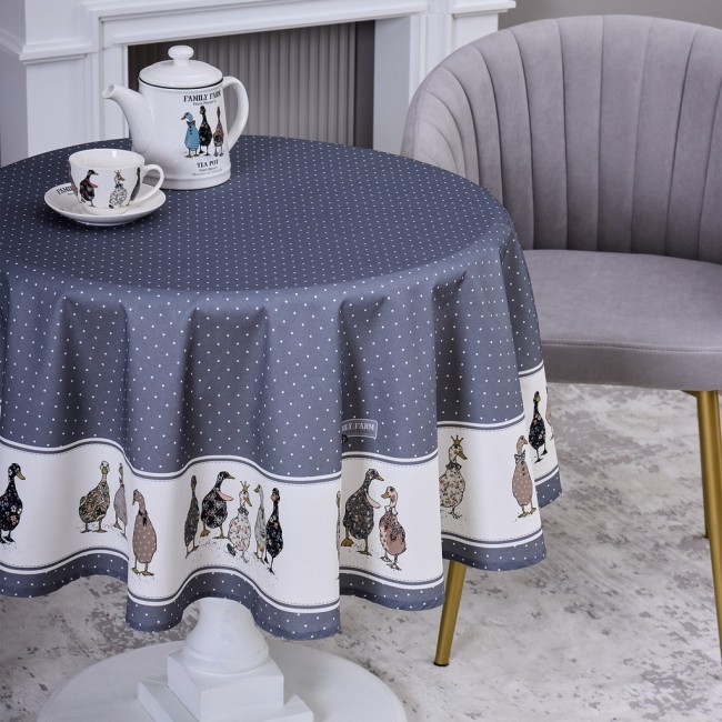 Скатерть круглая "family farm" 150 см ,100% хлопок, графит,твил, пропитка Lefard (850-747-23) Скатерть круглая "family farm" 150 см ,100% хлопок, графит,твил, пропитка Lefard (850-747-23)