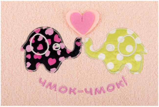 Полотенце махровое "чмок-чмок"50х90, 100% хлопок, персик SANTALINO (850-560-11)