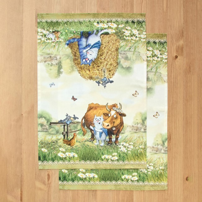 Набор полотенец 2 шт "синие коты. про любовь ",40х60 см, 100% хлопок,твил, беж Lefard (850-720-62)