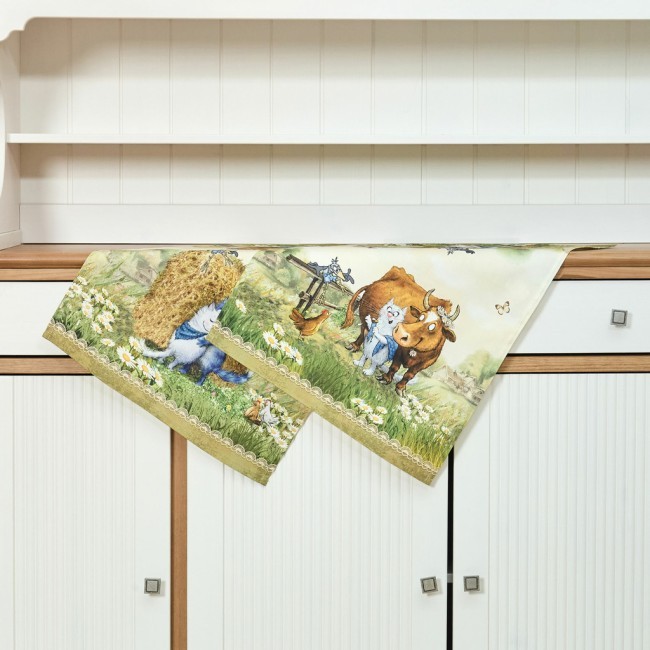 Набор полотенец 2 шт "синие коты. про любовь ",40х60 см, 100% хлопок,твил, беж Lefard (850-720-62)