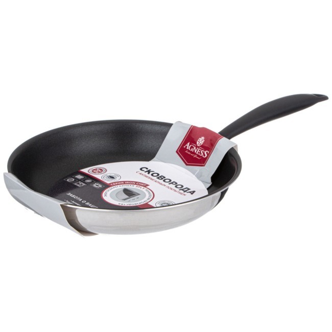 Сковорода c антипригарным покрытием "iron chef" agness 22*4.4cm технология 3-ply, нерж.сталь 18/10 Agness (947-101)
