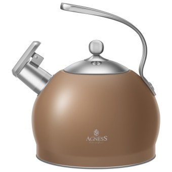Чайник agness со свистком 3,2л, термоаккумулирующее дно, 304 сталь, индукция Agness (948-1002)