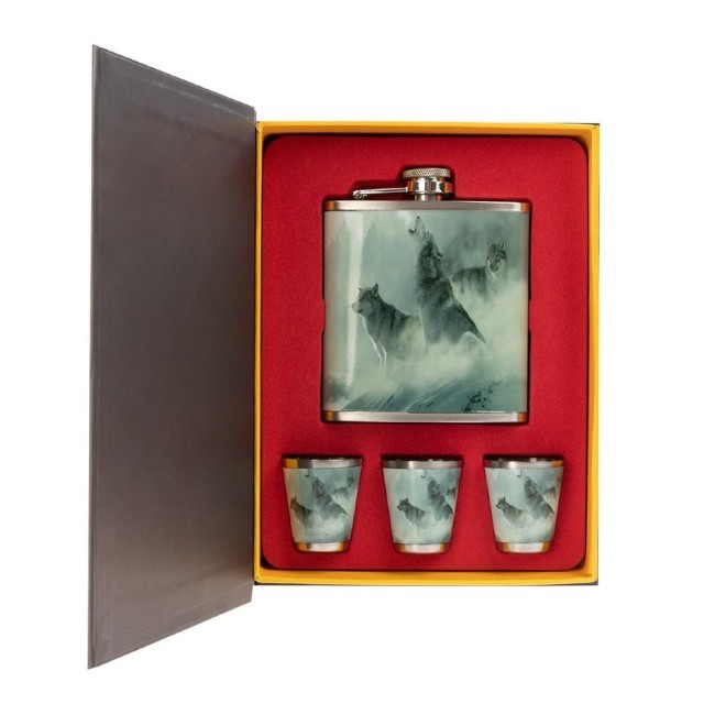 Фляжка и набор стопок Helios Книга охотника Волки 210 мл HS-KO-W-A19 (69888) Фляжка и набор стопок Helios Книга охотника Волки 210 мл HS-KO-W-A19 (69888)