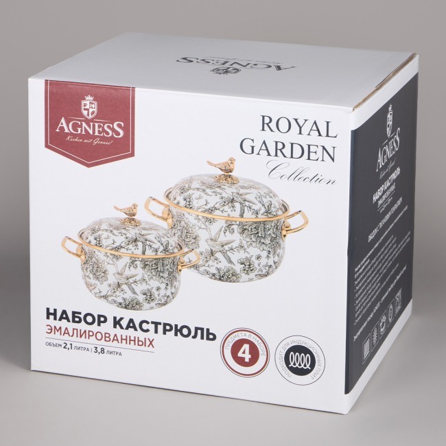 Набор кастрюль agness эмалированных серия "яблоневый сад", 4пр. 2,1л и 3,8л Agness (950-602) Набор кастрюль agness эмалированных серия "яблоневый сад", 4пр. 2,1л и 3,8л Agness (950-602)