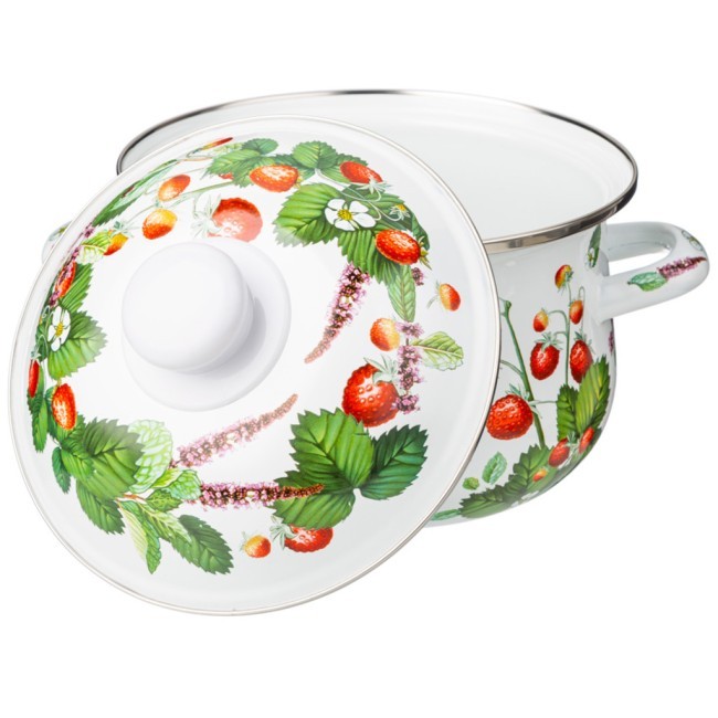 Кастрюля agness эмалированная с эмал.крышкой серия "фруктовая корзина", 2.0 л, 18*11 см Agness (934-561)