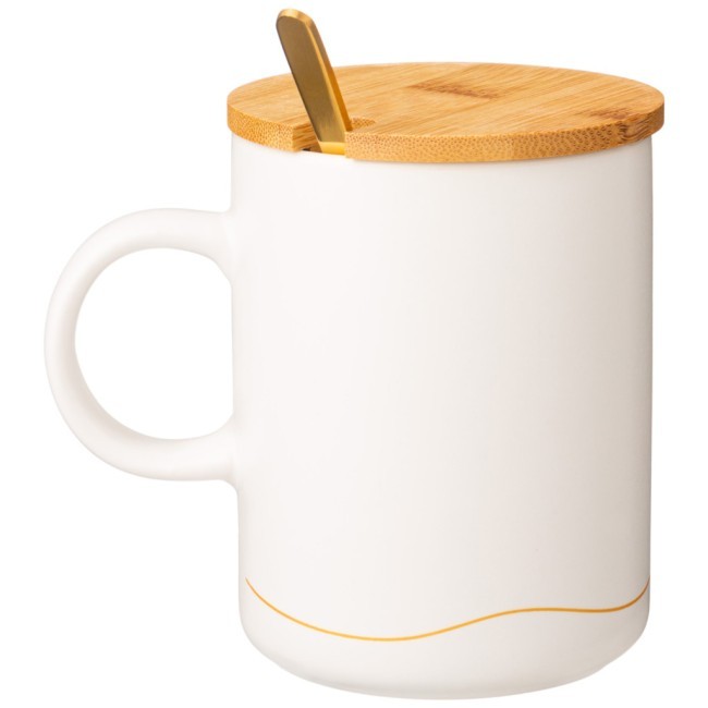 Кружка белая 380 мл с крышкой и ложкой в подарочной упаковке Lefard (756-420)