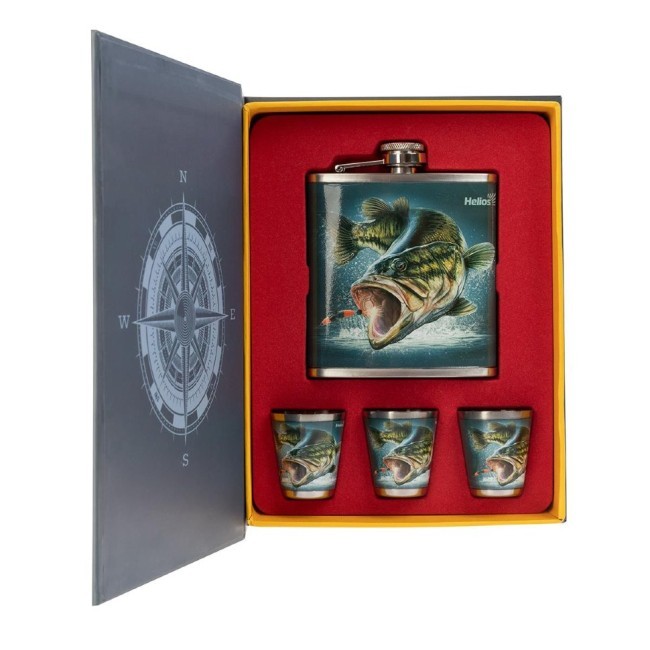 Фляжка и набор стопок Helios Книга рыбака 210 мл HS-KR-F-A20 (69889) Фляжка и набор стопок Helios Книга рыбака 210 мл HS-KR-F-A20 (69889)