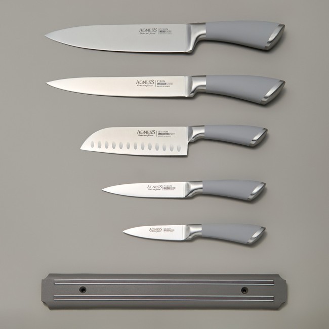 Набор ножей agness "монблан" 6 пр.с магнитным держателем и ручкой из нерж.стали Agness (911-042)