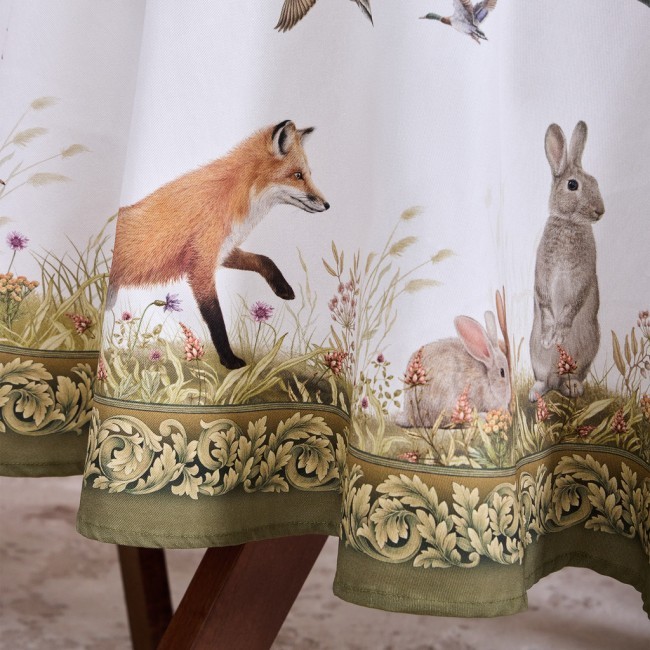 Скатерть  круглая"охота"150 см ,100% хлопок,зеленый ,твил, пропитка Lefard (850-751-23)