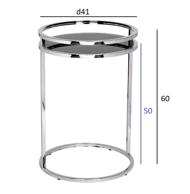 Стол журнальный черное стекло/хром d41*60см (TT-00011827)