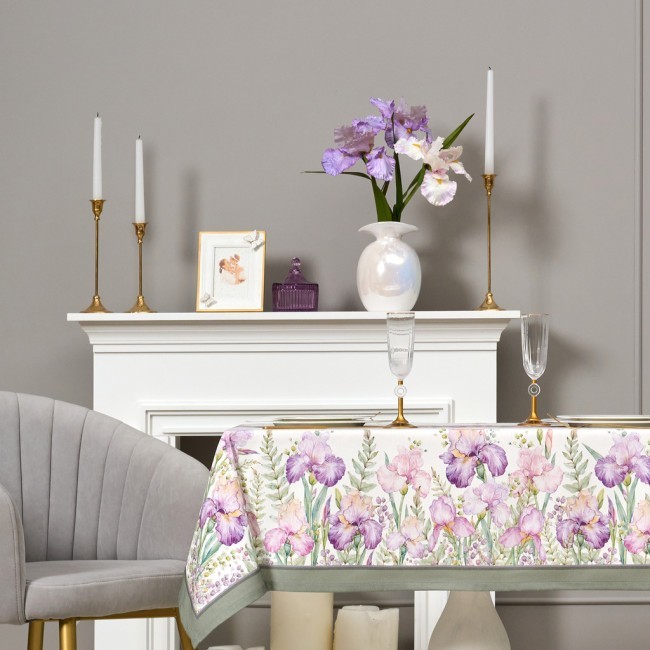 Скатерть ирисы 110х140см ,белый, 100% хлопок,твил пропитка Lefard (850-743-20) Скатерть ирисы 110х140см ,белый, 100% хлопок,твил пропитка Lefard (850-743-20)