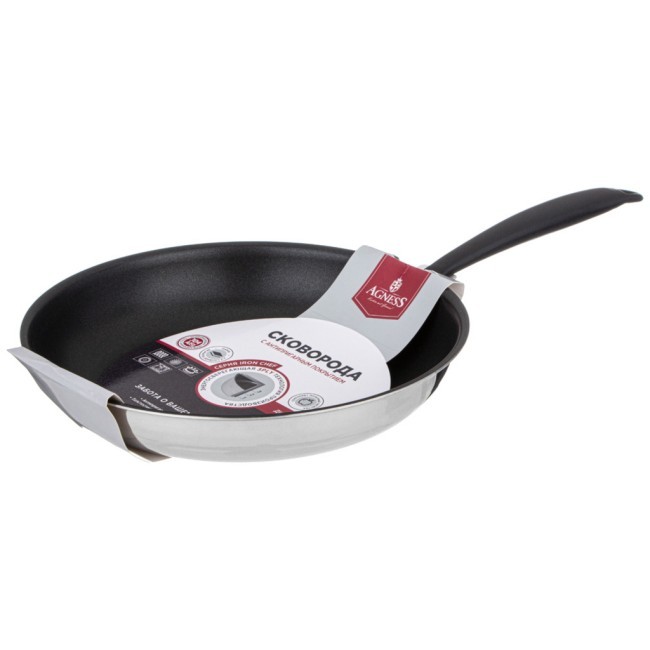 Сковорода c антипригарным покрытием "iron chef" agness 26*5.0cm технология 3-ply, нерж.сталь 18/10 Agness (947-103)