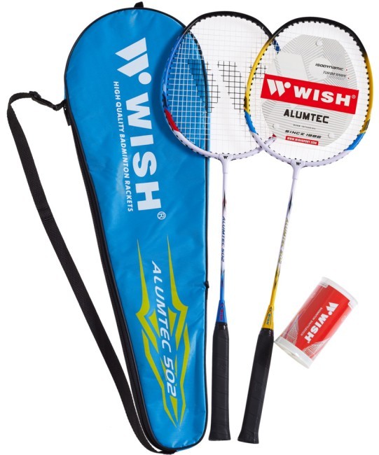 Набор для бадминтона WISH Alumtec 502, 2 ракетки, 2 волана, синий/желтый (728526) Набор для бадминтона WISH Alumtec 502, 2 ракетки, 2 волана, синий/желтый (728526)