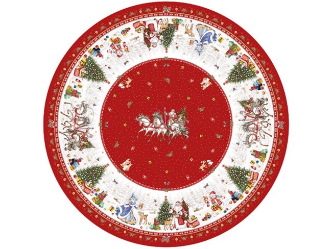 Скатерть круглая  "с новым годом"150 см  ,красный, 100% хлопок ,твил Lefard (850-763-24)