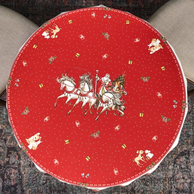 Скатерть круглая  "с новым годом"150 см  ,красный, 100% хлопок ,твил Lefard (850-763-24)